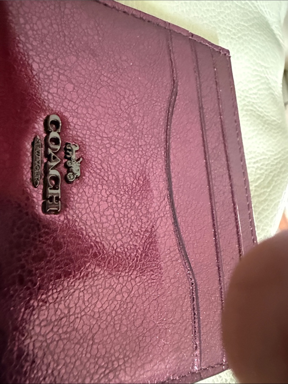 Coach Metallic Plum Card Holder Wallet